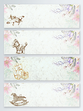 復(fù)古手繪玩具banner背景圖