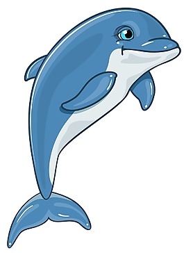 卡通藍(lán)色海豚png元素