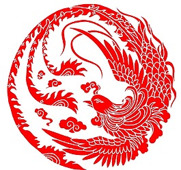 中國傳統剪紙鳳凰PNG