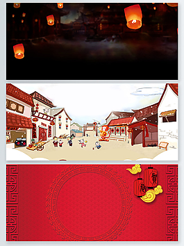 2018新年中國風物品燈籠psd海報背景