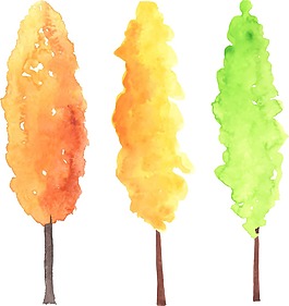 清新水彩繪大樹插畫