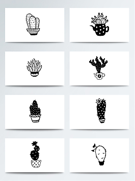 黑色簡(jiǎn)單仙人掌PNG免扣合集