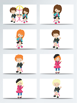 手繪卡通少女少年P(guān)NG免扣合集