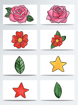 水彩簡約鮮花PNG免扣合集