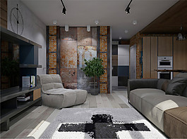 簡約時尚客廳背景裝修效果圖