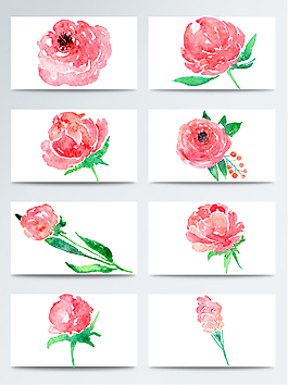 水彩粉色鮮花PNG免扣合集