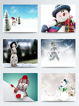 一組冬季背景雪人圖集