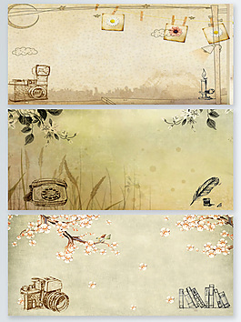 復(fù)古懷舊物品手繪海報(bào)背景圖