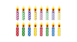 卡通五彩生日蠟燭png元素