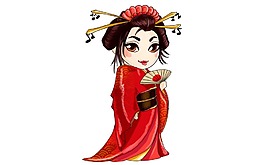 卡通唐朝美女圖png元素
