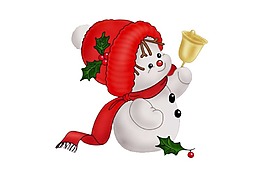 卡通红帽雪人摇铃铛png元素