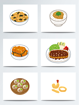 彩色手绘美食素材PSD