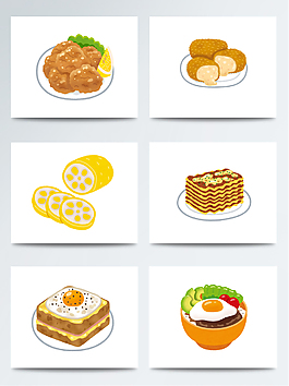 彩色手繪食物PSD素材