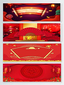 2018傳統(tǒng)紅色喜慶燈籠新春背景圖psd
