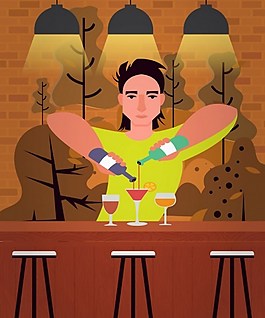 酒吧調(diào)酒師ai矢量素材下載