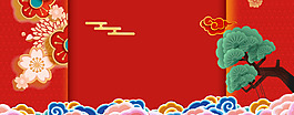 新年吉祥文藝幾何紅色背景