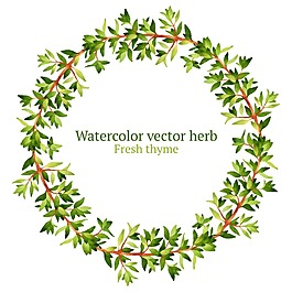 水彩繪清新植物花環(huán)