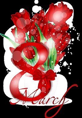紅色數(shù)字8花束婦女節(jié)裝飾元素