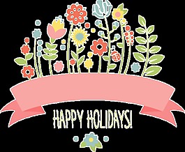 卡通花朵絲帶節(jié)日裝飾圖案