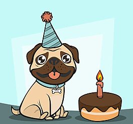 生日聚会上的快乐哈巴狗