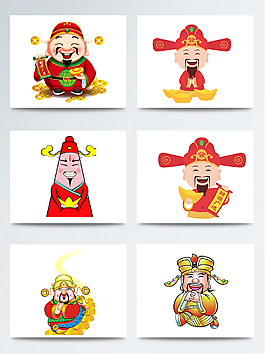 可愛卡通財神爺透明紅色喜氣素材