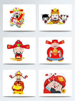 可愛卡通財神爺透明紅色喜氣素材