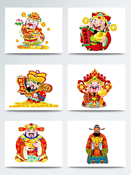 紅色財神爺金幣新年春季透明元素