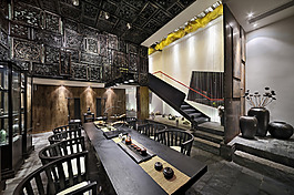 簡(jiǎn)約餐廳長(zhǎng)方形餐桌工裝效果圖