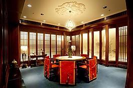 簡(jiǎn)約餐廳圓形餐桌工裝效果圖
