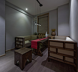 簡(jiǎn)約餐廳方形吊頂工裝效果圖