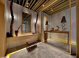 簡(jiǎn)約溫泉方形吊頂工裝效果圖