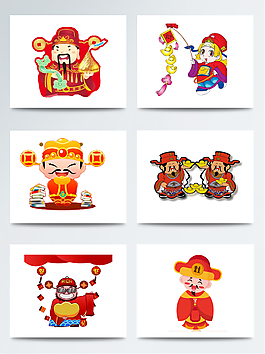 紅色財神爺金幣新年春季透明元素