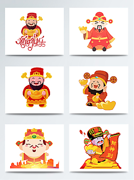 紅色財(cái)神爺金幣新年春季透明元素