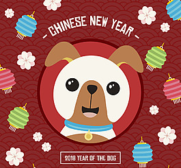 中國扁平狗年素材