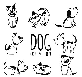 八種不同姿勢的犬集合