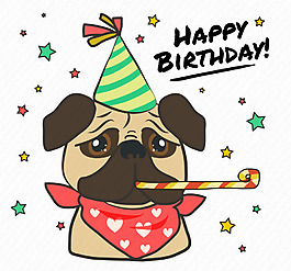 卡通矢量的狗狗生日飾品