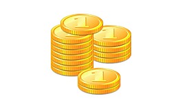 卡通一元金幣png元素