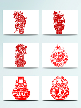 剪紙風(fēng)花瓶矢量素材