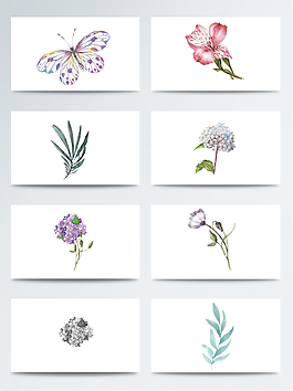 手繪逼真鮮花透明素材合集