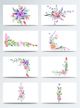 水彩彩色鮮花透明素材合集