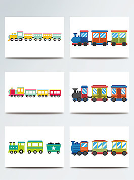 手繪彩色火車矢量素材