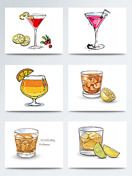 手繪素描酒水飲料PNG素材