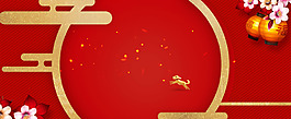 新年梅花文藝幾何紅色banner