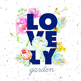 水彩繪清新花朵插畫