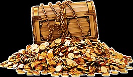 卡通宝箱金币素材