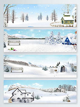 冬季浪漫雪景banner背景