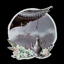 彩繪古建筑屋檐素材