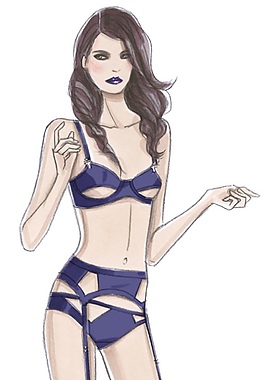 性感深蓝色内衣女装效果图