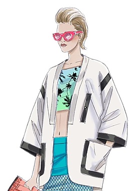 潮流白色宽松外套女装效果图