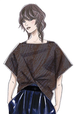 简约时尚黑色宽松上衣女装效果图